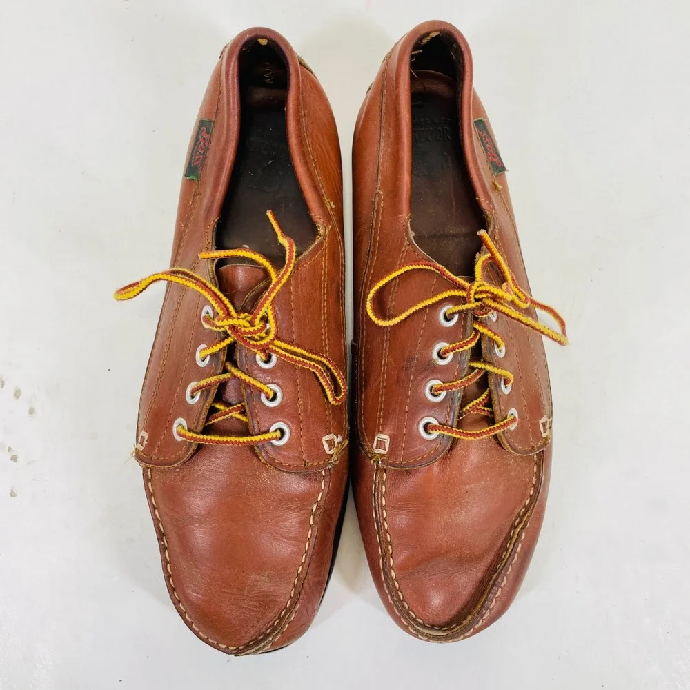 GH Bass Outdoor Mens Brown Leather Camp Moccasins Boat Shoes Size 10 M